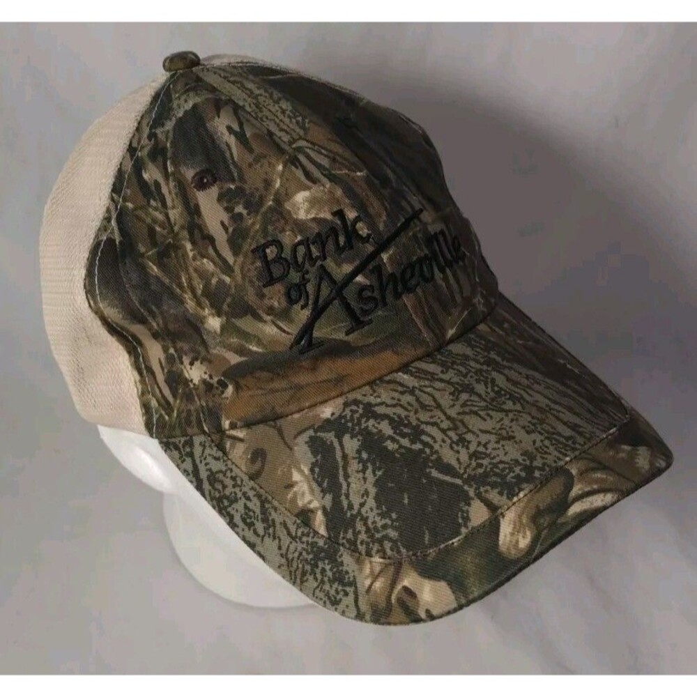 Bank of Asheville NC Tree Camo Adjustable Strapback Mesh Back Hat/Cap-NEW!